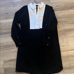 Ann Taylor Black and White Button-Up Dress